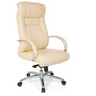 Silla giratoria XXL G 600 en cuero sintético beige con reposabrazos de cromo de hjh OFFICE