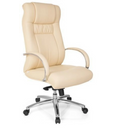Silla giratoria XXL G 600 en cuero sintético beige con reposabrazos de cromo de hjh OFFICE