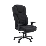 Silla giratoria XXL Pullmann Gen2 con tapizado de tela negra, patrón acolchado y reposabrazos ajustables de hjh OFFICE