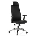 Sillón de oficina profesional YUCANO I negro con reposacabezas y base de estrella pulida de hjh OFFICE