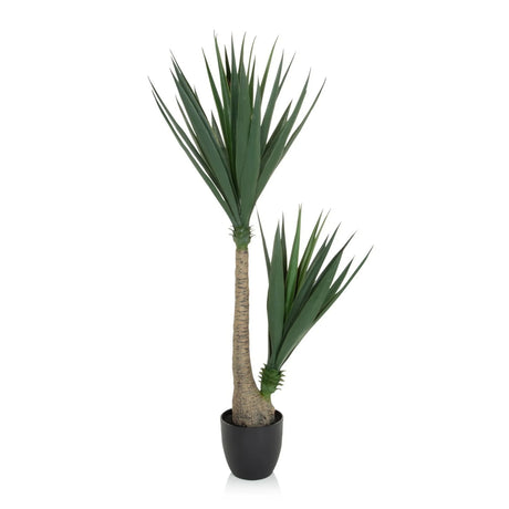 Planta artificial YUCCA en verde con hojas estrechas y maceta negra de hjh OFFICE