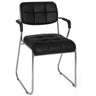 Silla de confidente negra ZANTA con tapicería acolchada y estructura de patines cromada de hjh OFFICE