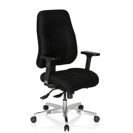 Silla de oficina profesional ZENIT COMFORT negra con reposabrazos y base brillante de hjh OFFICE