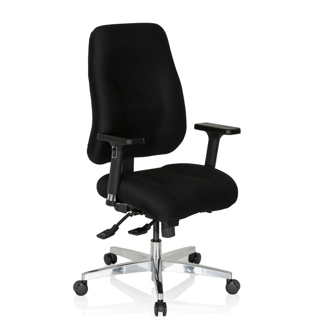 Silla de oficina profesional ZENIT COMFORT negra con reposabrazos y base brillante de hjh OFFICE