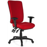 Silla de oficina profesional ZENIT HIGH con tapizado de tela roja, reposabrazos negros y base con ruedas de hjh OFFICE