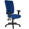 Silla de oficina profesional ZENIT HIGH con tapicería de tela azul y reposabrazos negros de hjh OFFICE