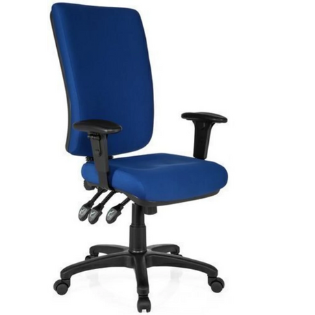 Silla de oficina profesional ZENIT HIGH con tapicería de tela azul y reposabrazos negros de hjh OFFICE