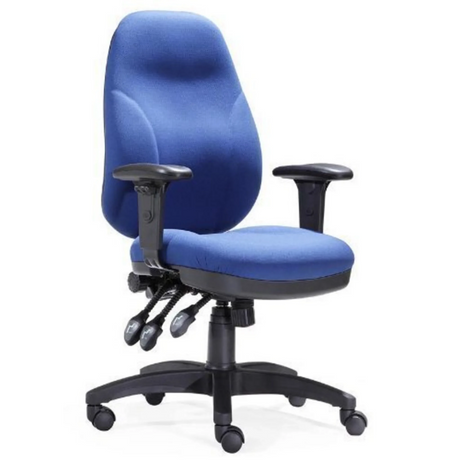 Silla de oficina profesional ZENIT PRO con tapicería de tela azul, reposabrazos ajustables y base negra de hjh OFFICE