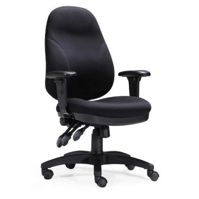 Silla de oficina profesional ZENIT PRO con tapizado de tela negra, reposabrazos y base con ruedas de hjh OFFICE